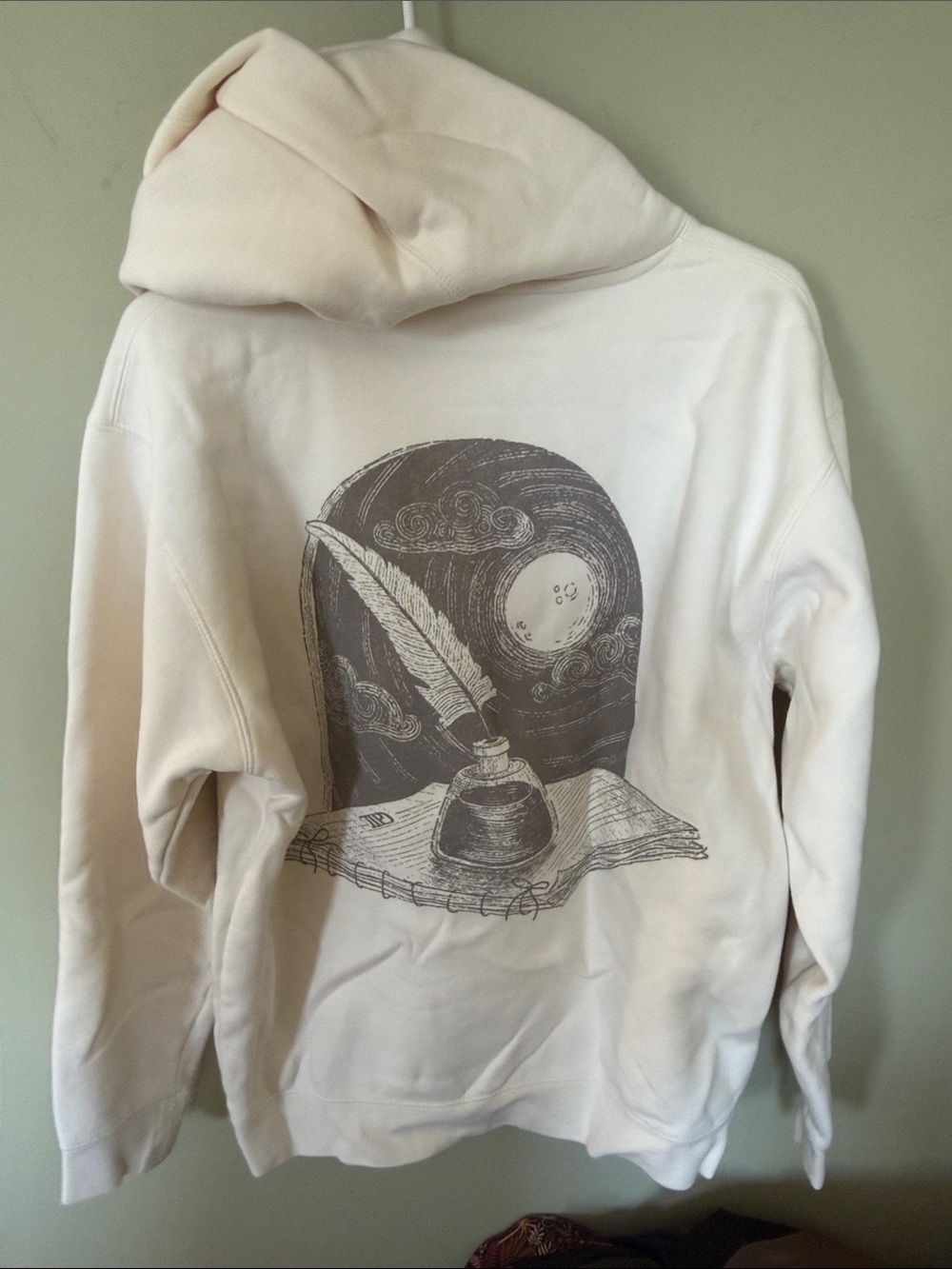 Taylor Swift TTPD Cream Hoodie with Gray Center Logo - Picture 5 of 7